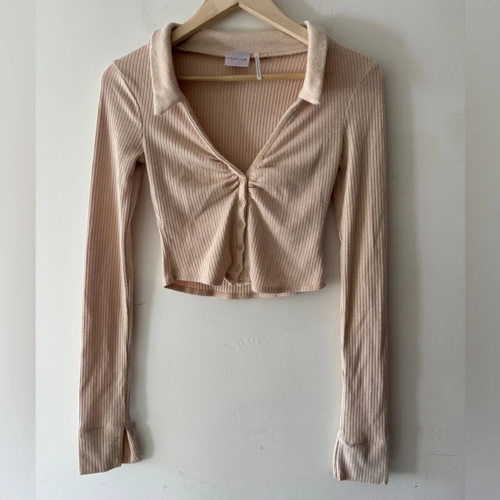 Out From‎ Under (Urban Outfitters) Ribbed Knit Cropped Button Cardigan